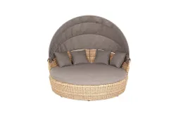 "Стильяно" плетеная кровать круглая, цвет соломенный