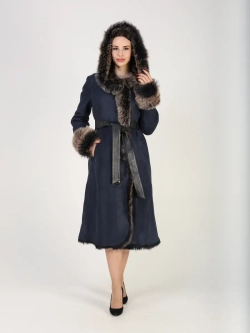 Дубленка зимняя натуральная с капюшоном длинная и теплая