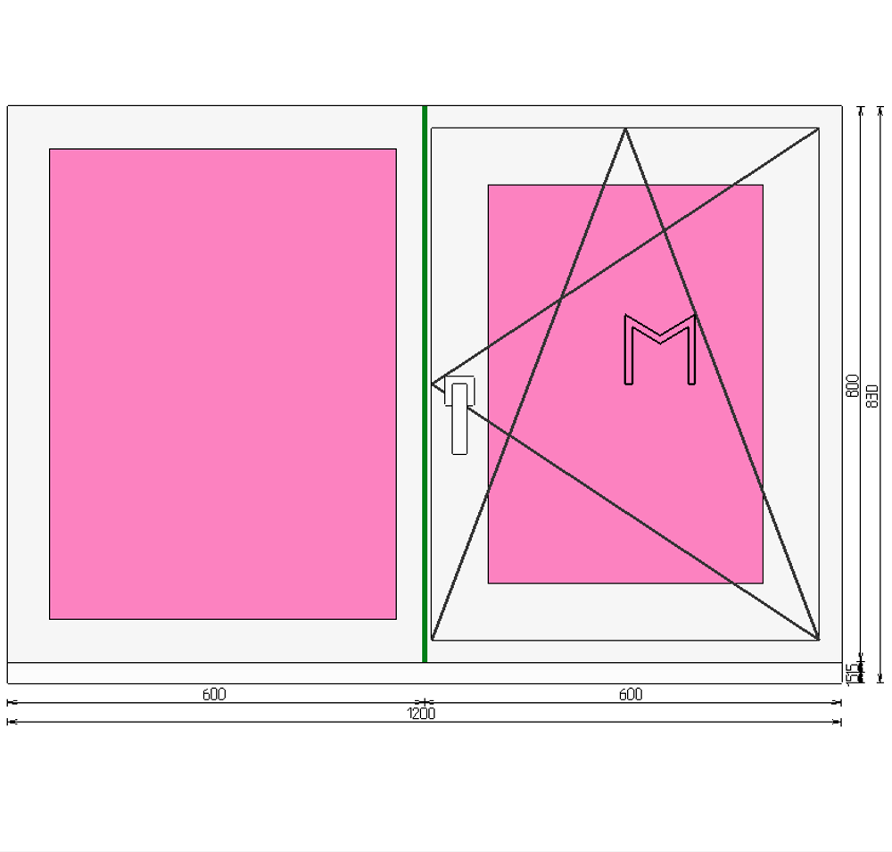 Пластиковое окно 800 х 1200 ТермА Эко + Москитная сетка