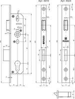 Корпус узкопрофильного замка с защелкой PROF4916-25/92 CP хром