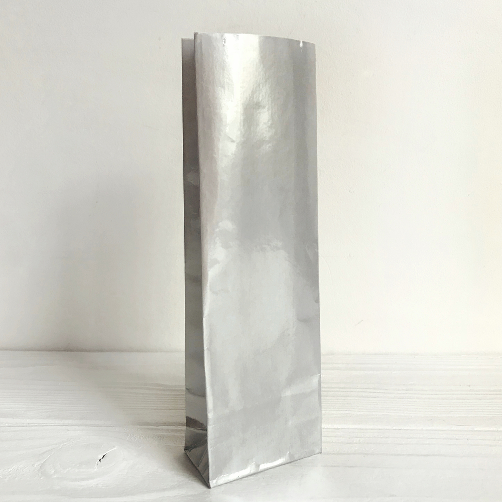 Пакет бумажный фасовочный, глянцевый, серебро, 5,5 х 3 х 17 см