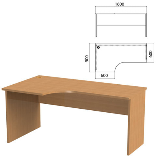 Стол письменный эргономичный "Этюд", 1600х900х750, левый, бук бавария (КОМПЛЕКТ)