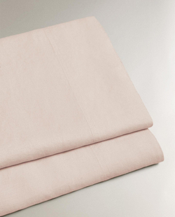 Zara Home - Простыня из постиранного льна (вес 140 гхм2), розовый, 160x280 см