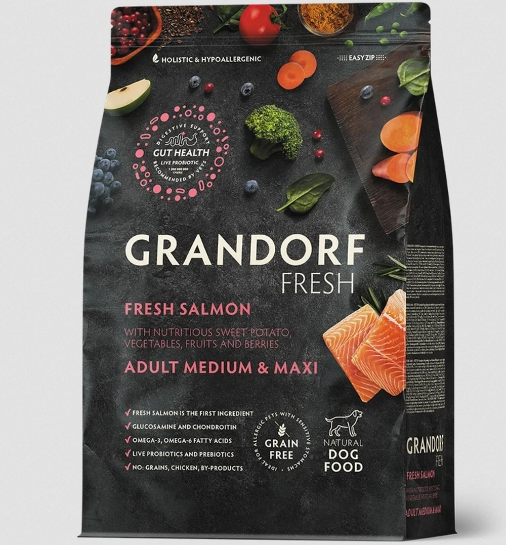 GRANDORF FRESH Лосось с бататом для средних и крупных пород