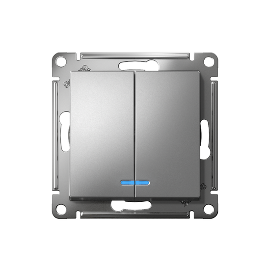 Выключатель 2-кл. СП AtlasDesign 10А IP20 (сх. 5а) 10AX с подсветкой механизм сталь SE ATN000953