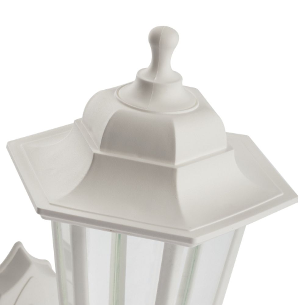 Садово-парковый светильник ЭРА НБУ 06-60-001 белый 6 гранный настенный IP44 Е27 max60Вт