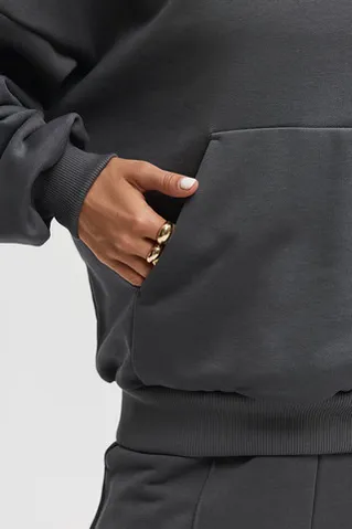 Худи свободного кроя из премиум футера цвета антрацит