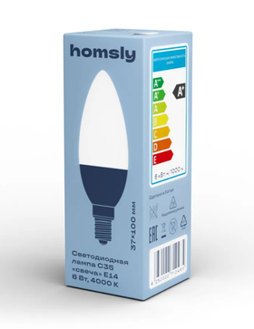 Светодиодная лампа Homsly Свеча 8Вт, C35, E14, 4000К, 1 штук