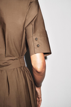 ZARA ПЛАТЬЕ ИЗ ПОПЛИНА — ZW COLLECTION, КОРИЧНЕВЫЙ