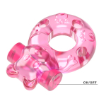 Розовое эрекционное кольцо с вибрацией 3,5х5,3см Baile Pink Bear Cock Rings BI-010083