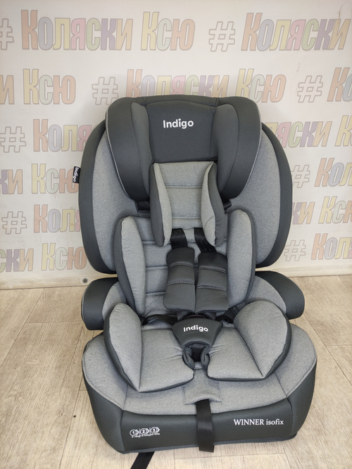 Автокресло детское Indigo Winner Isofix группа 1/2/3 (9-36) т.серый-св.серый
