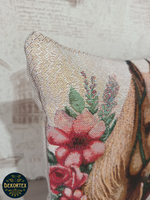 Декоративный гобеленовый чехол для интерьерной подушки Пара гнедых 38*38