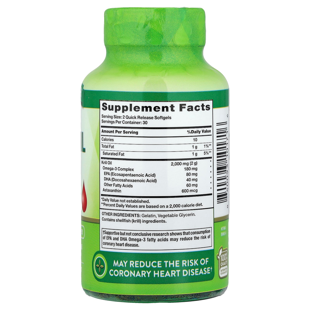 Nature's Truth, масло антарктического криля, 60 капсул с быстрым высвобождением (1000 мг в 1 капсуле)