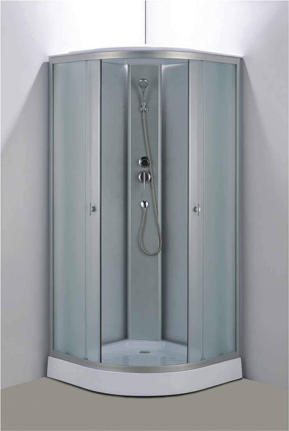 Душевая кабина Loranto 980х980х2150 белое заднее стекло, поддон 14 см, матовое стекло 4 мм, профиль хром матовый (CS-981TM/W-100)