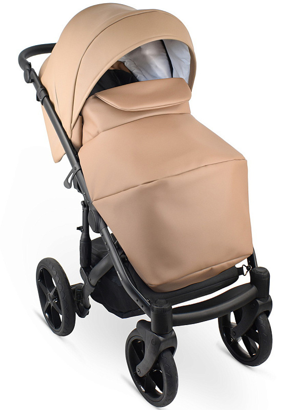 Детская коляска Bexa Ideal Eco 2 в 1 IE03 черный+т.бежевая кожа