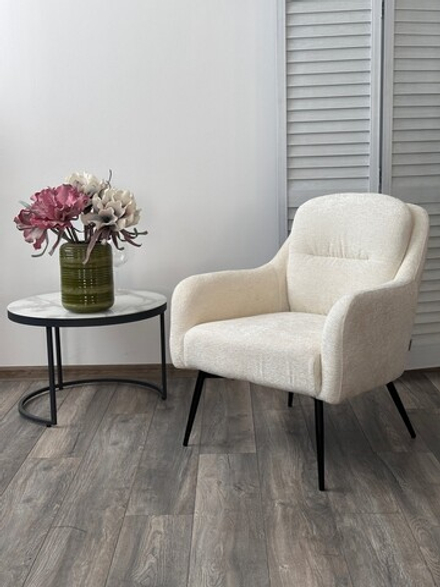 Кресло М-City DISAUR Аргос (Argos) 3018-01 Белый, Шенилл, Черный каркас