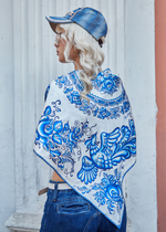 Платок «Гжель» 100% шёлк