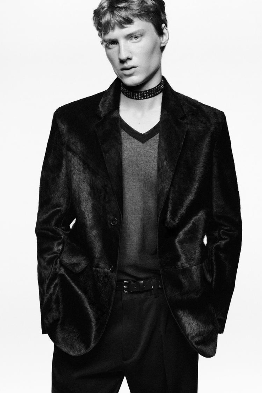 ZARA X LUDOVIC DE SAINT SERNIN КОЖАНЫЙ БЛЕЙЗЕР, ЧЕРНЫЙ