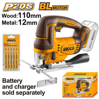 Аккумуляторный лобзик 20В BL без АКБ и ЗУ INGCO CJSLI1008 INDUSTRIAL