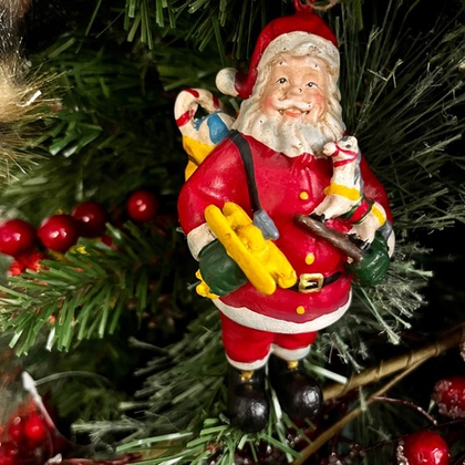 Дед Мороз с самолётом, ёлочное украшение [Арт.FD037053]