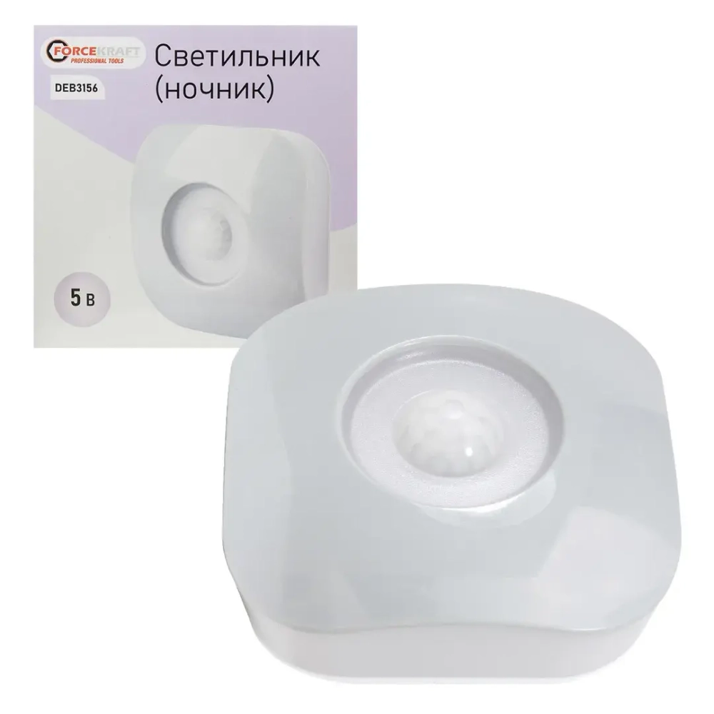 Светильник светодиодный ''ночник''(5В,CDMх6шт,6000К, АААх3 в к-т не входят,датчик движ.) FORCEKRAFT FK-DEB3156
