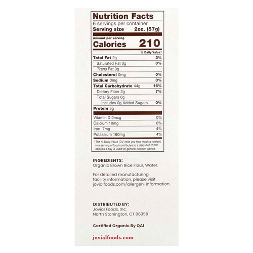 Jovial, Органическая паста из коричневого риса, Farfalle, 340 г (12 унций)