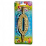 Свеча цифра 0 золото