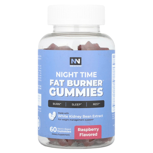 Nobi Nutrition, Жевательные таблетки для сжигания жира, малина, 60 жевательных таблеток на основе пектина