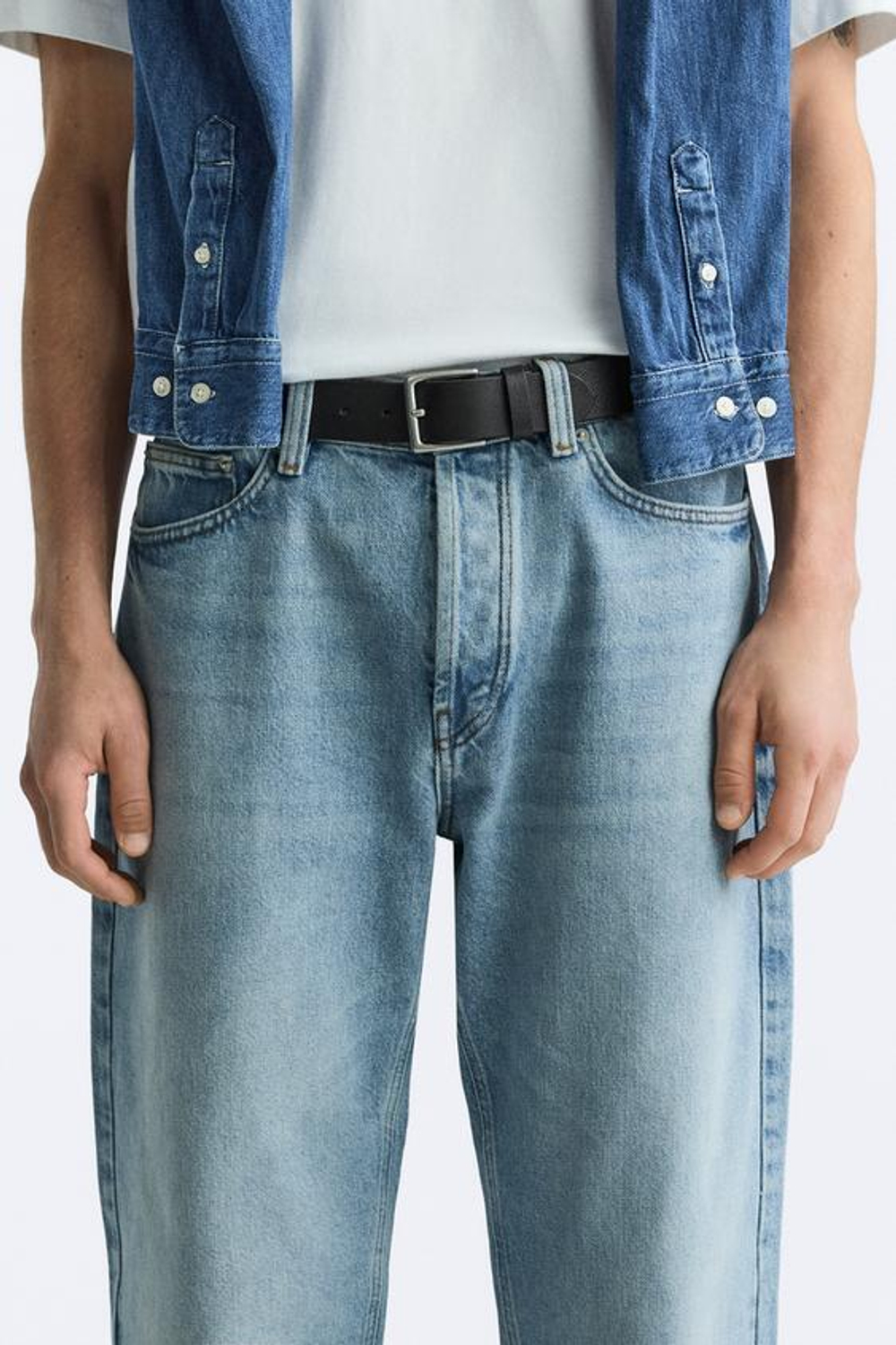 ZARA БАЗОВЫЙ КОЖАНЫЙ РЕМЕНЬ, ЧЕРНЫЙ