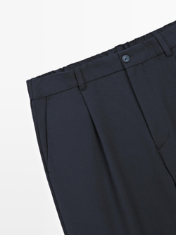 Massimo Dutti Брюки свободного кроя из шерстяной смеси с вытачками, темно-синий