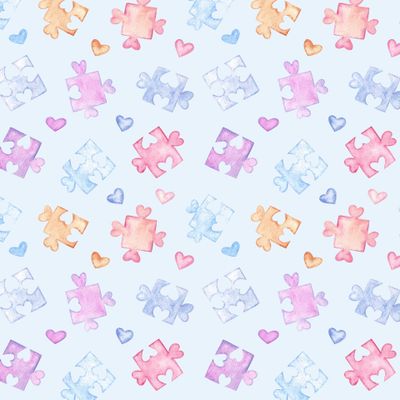 Паззлы с сердечками на голубом