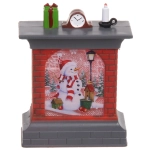 Сувенир с подсветкой «Камин со снеговичком» 10,5*8 см