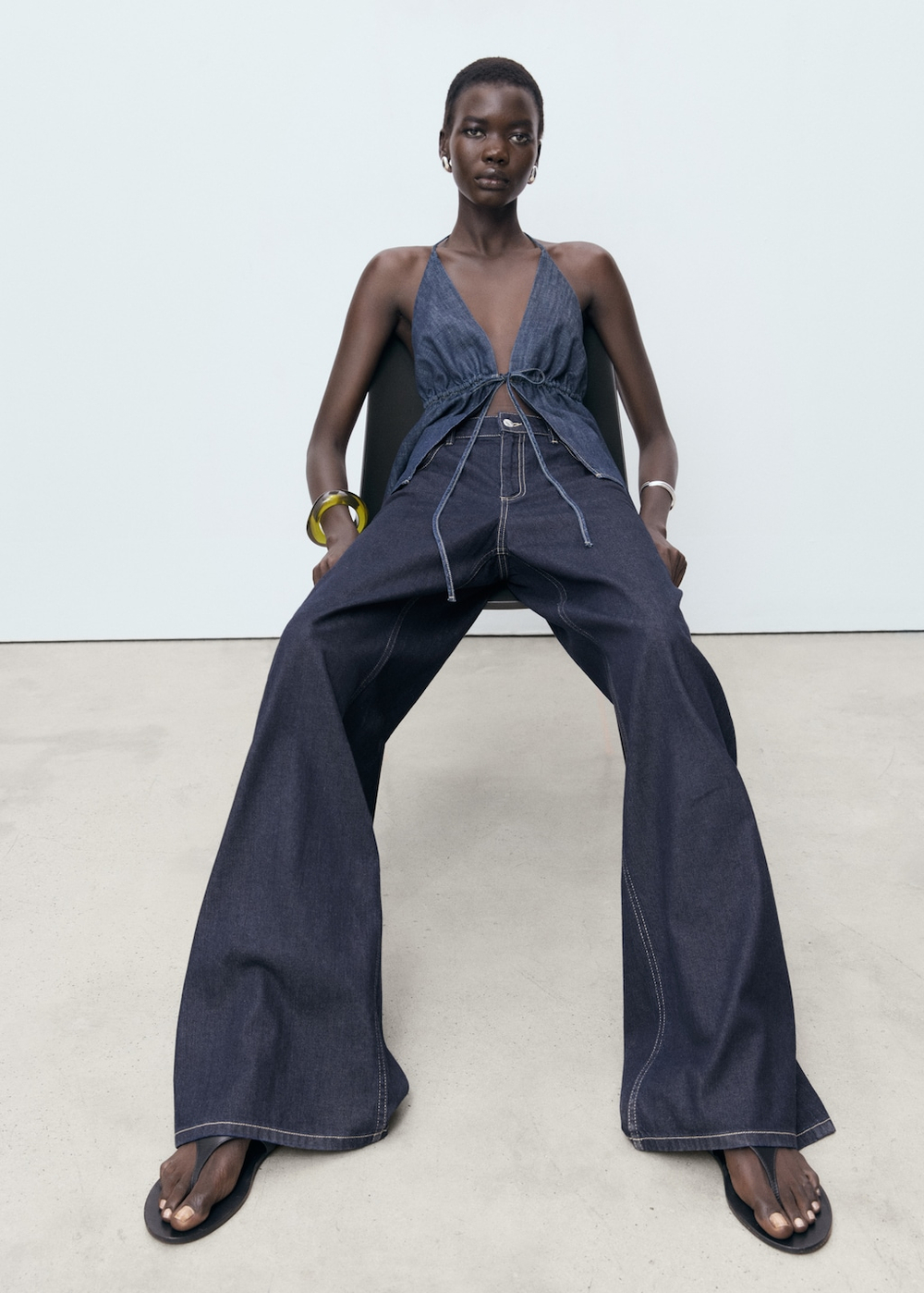 Джинсы Wideleg с заниженной талией