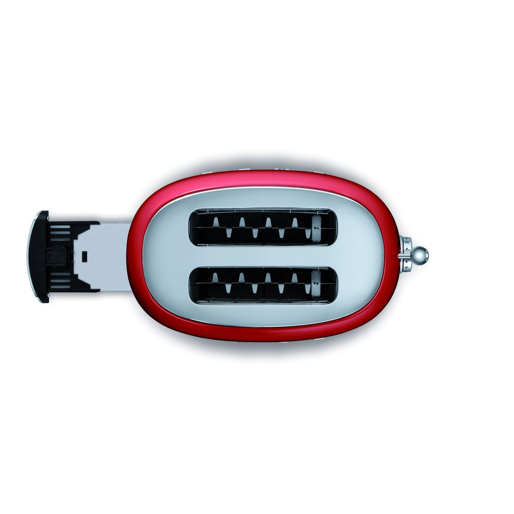 Тостер Smeg Стиль 50-х годов для 2 тостов красный Италия вид сверху