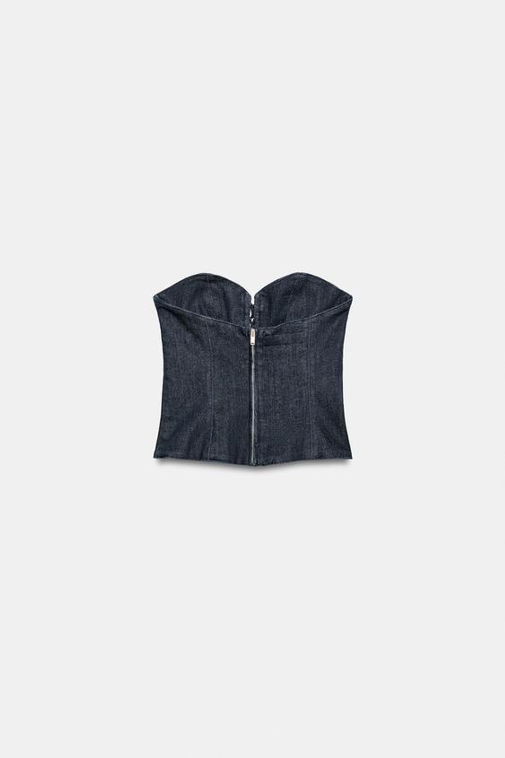 ZARA ДЖИНСОВЫЙ КОРСЕТНЫЙ ТОП TRF, ТЕМНЫЙ ИНДИГО
