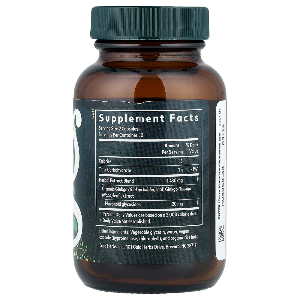 Gaia Herbs, листья гинкго, 60 жидких капсул Phyto-Caps®