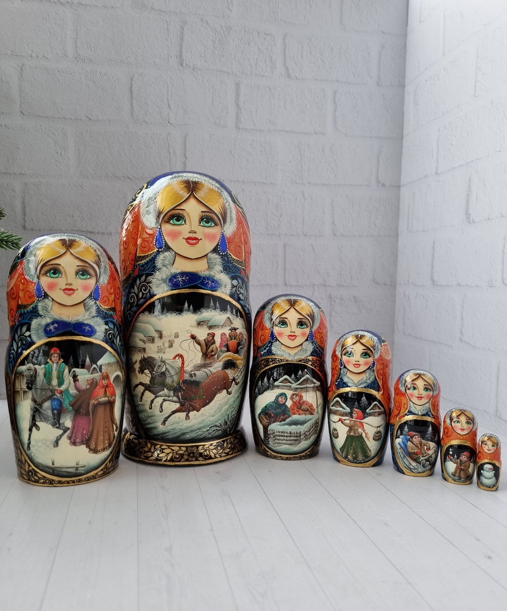 Матрёшка "Русская Тройка" 7мест 21см