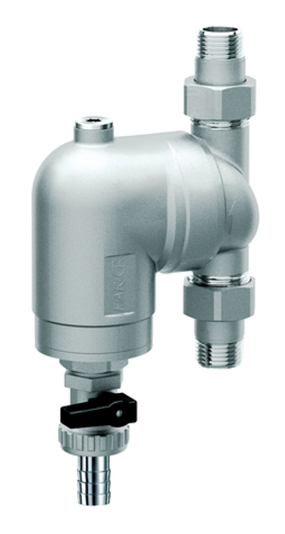 Фильтр хромированный FAR FA 39A3 (300 микрон) под манометр с поворотным разъемным соединением (американками) НР