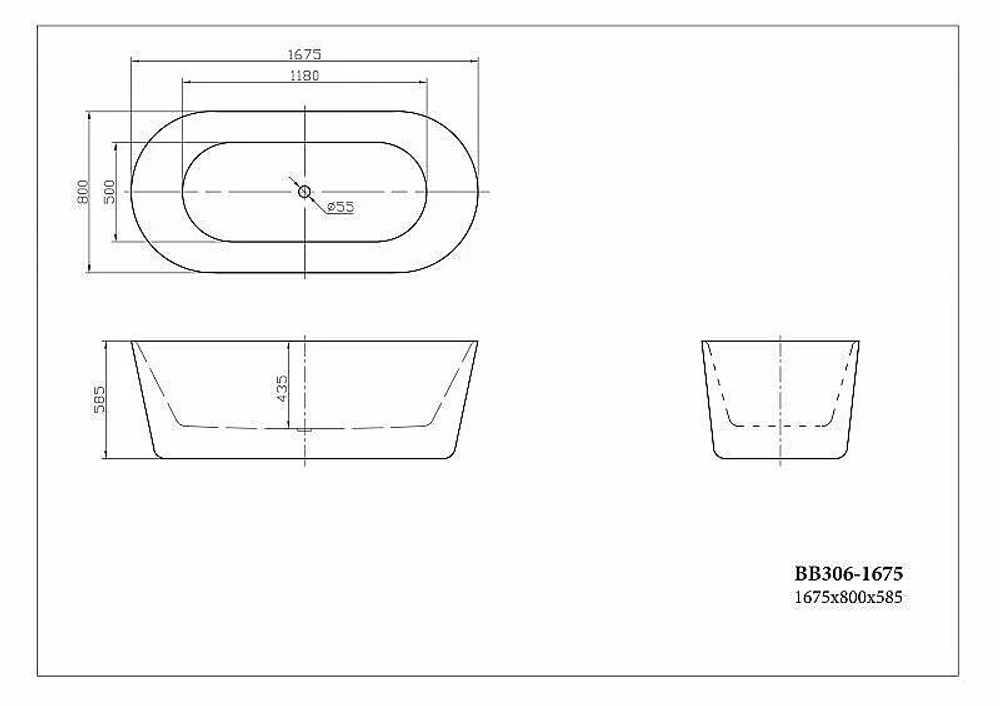 Акриловая ванна BelBagno BB306 167х80