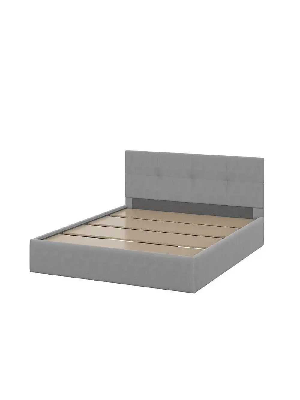 Кровать двухспальная 160х200 мягкая спинка Ткань серый