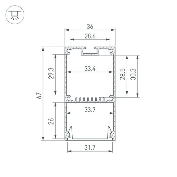 Профиль Arlight Line-S-3667-2000 Anod 041581