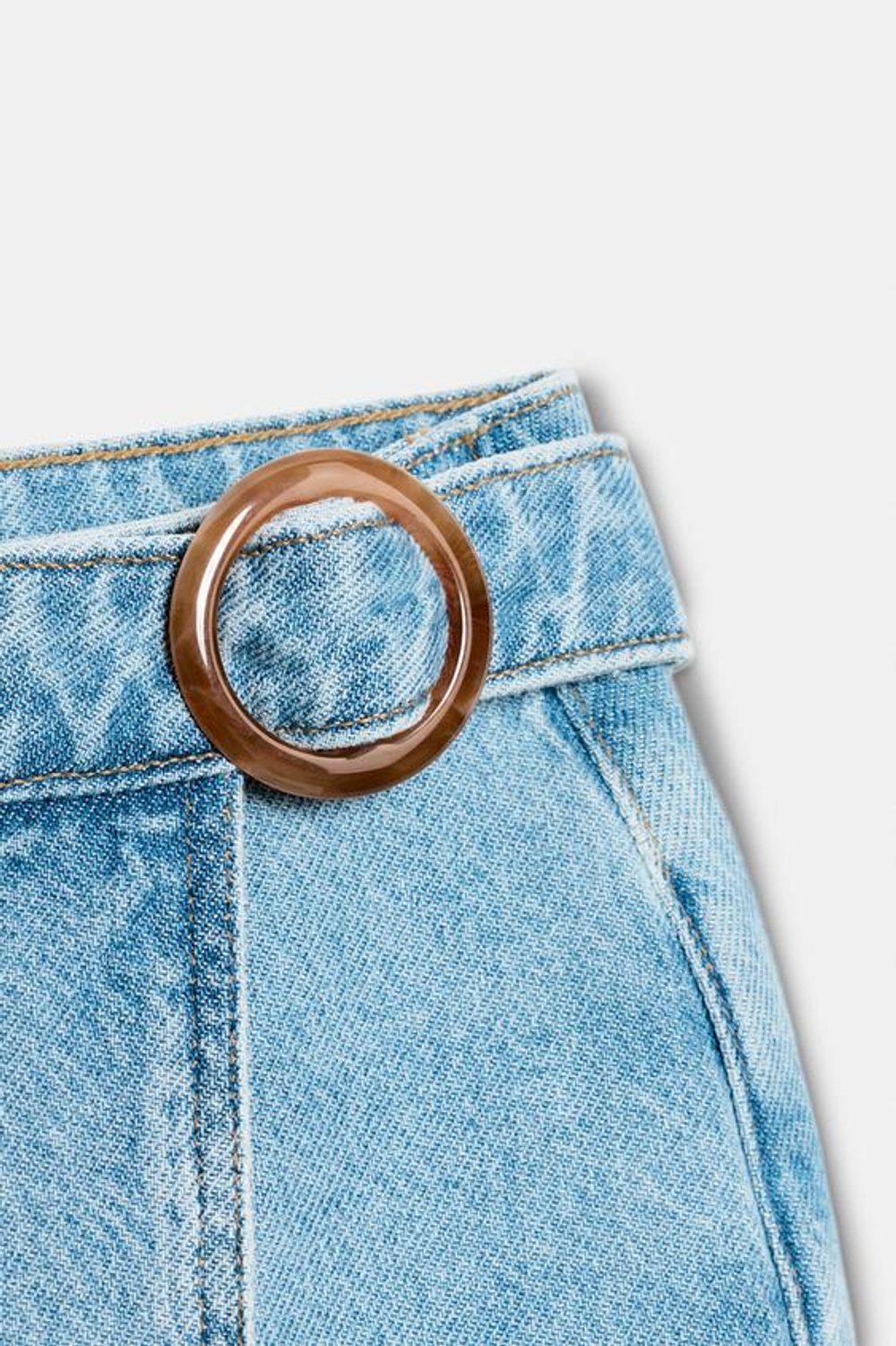 ZARA ДЖИНСОВЫЕ ЮБКА-ШОРТЫ Z1975 С ПРЯЖКОЙ, ГОЛУБОЙ
