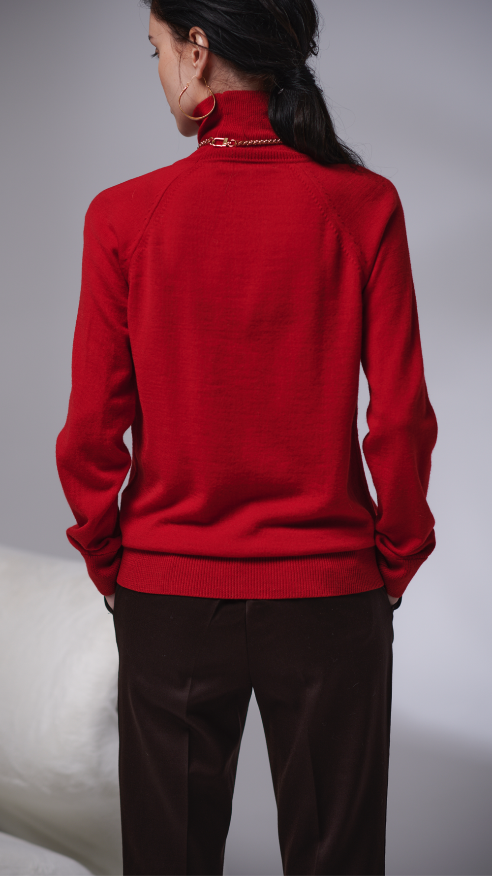 Водолазка из мериноса экстрафайн красный мак