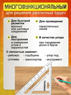 Линейка угольник Свенсона 188 мм черный, алюминий