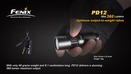 Яркий компактный фонарь Fenix PD12 T6, 360 люмен
