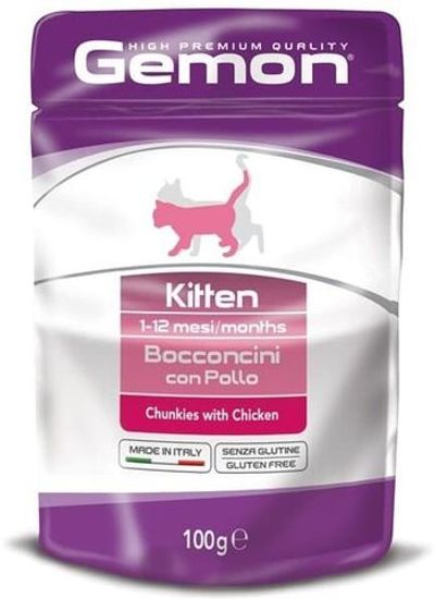 Gemon 100г Cat Pouch паучи для котят кусочки курицы