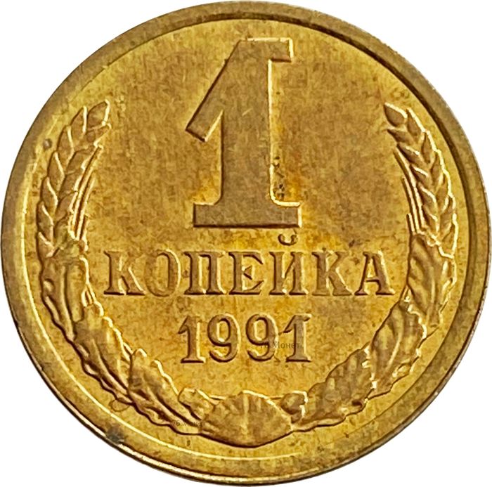 1 копейка 1991 Л Штемпельный блеск