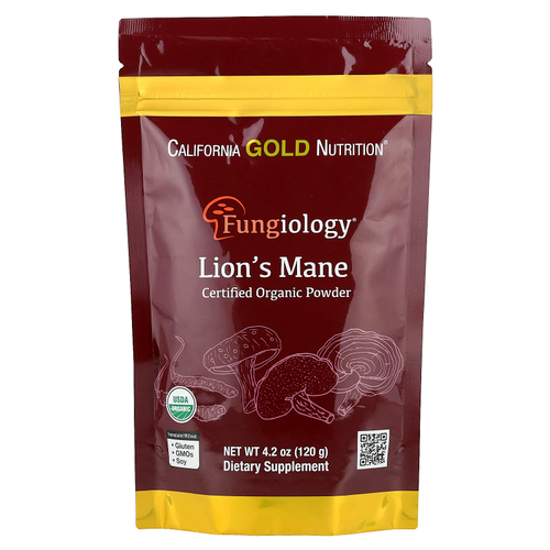 California Gold Nutrition, Fungiology®, порошок из сертифицированного органического ежовика гребенчатого, 120 г (4,2 унции)