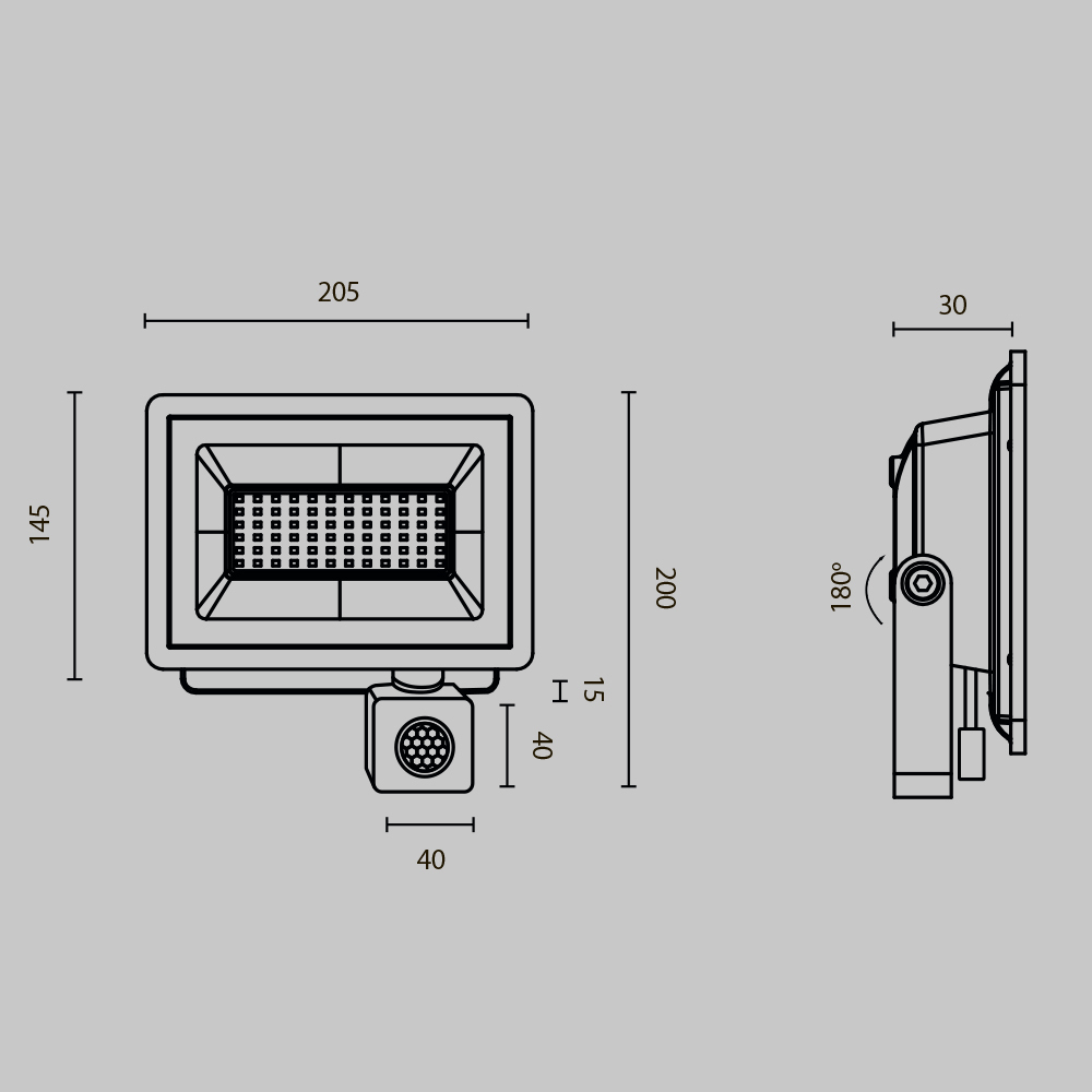Прожектор светодиодный с датчиком движения ip65 50Вт Flood