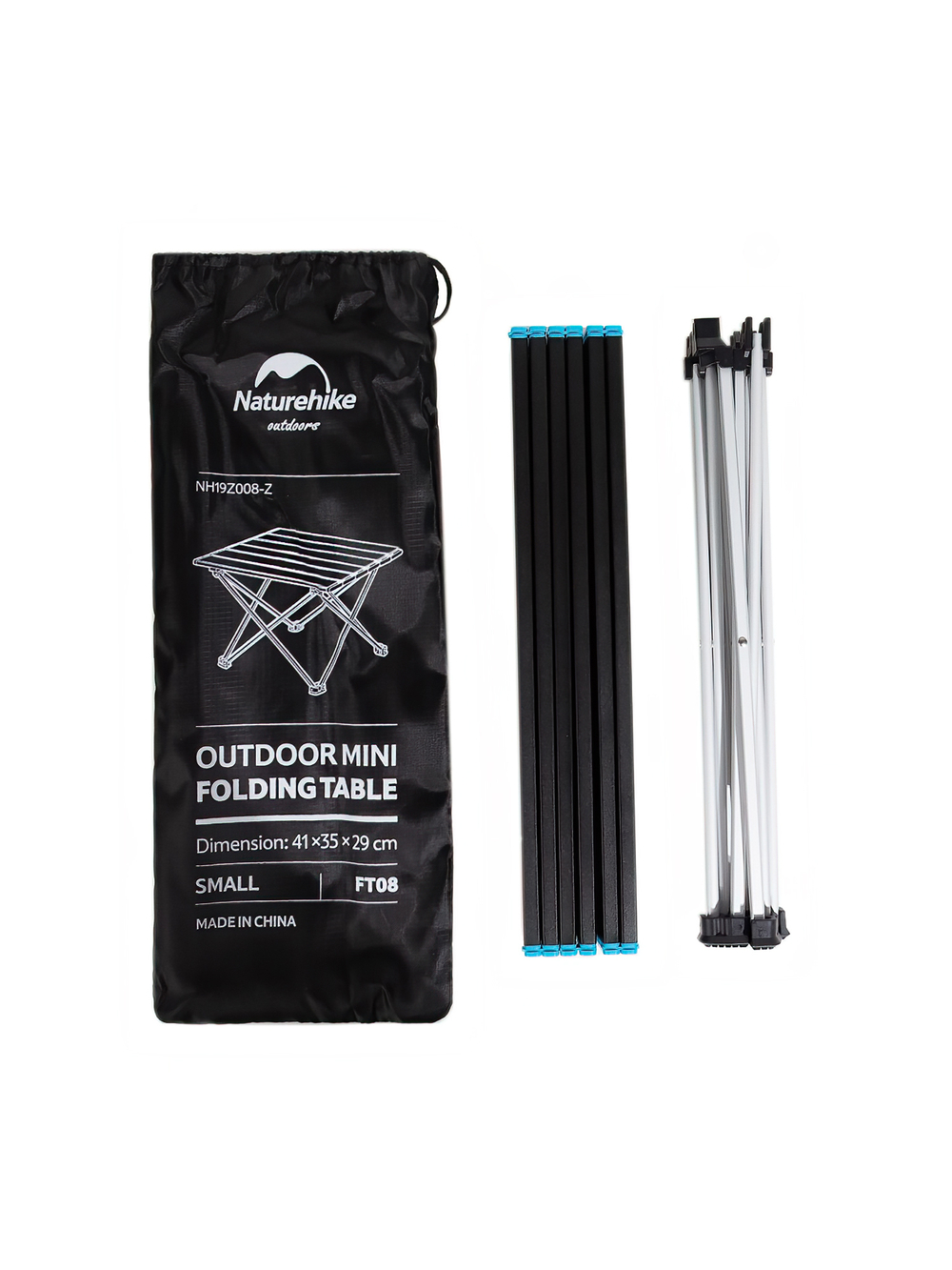 Стол складной Naturehike FT08 черный из сплава алюминия , с чехлом (NH19Z008-Z)